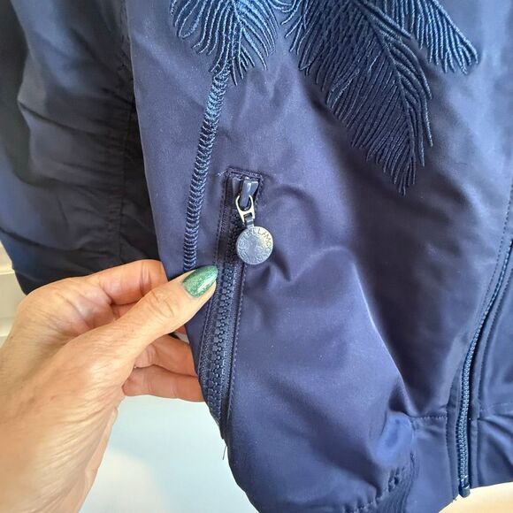NWT Stella McCartney Girls Blue Embroidered Palm Tree Bomber Jacket in Navy blue - Picture 4 of 8